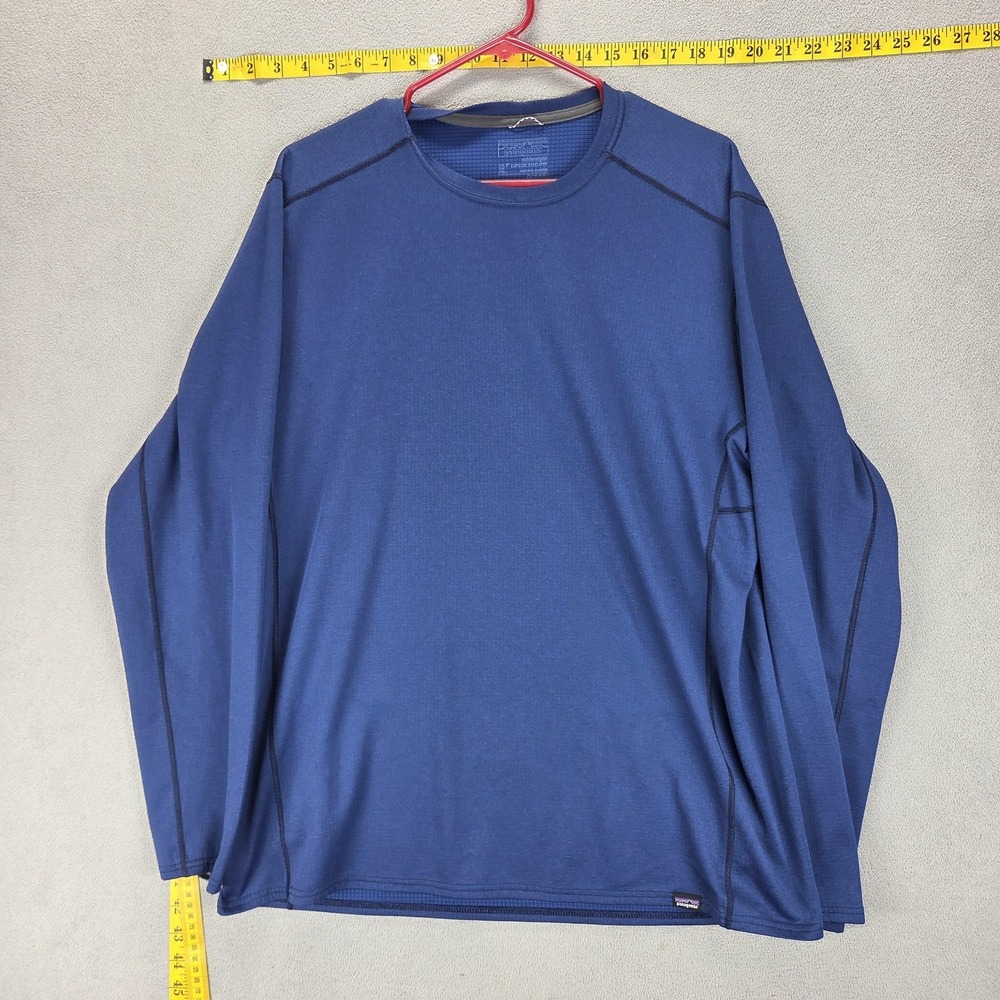 Patagonia Shirt Mens XL Blue Midweight Capilene Crew Long Sleeve Base Layer
